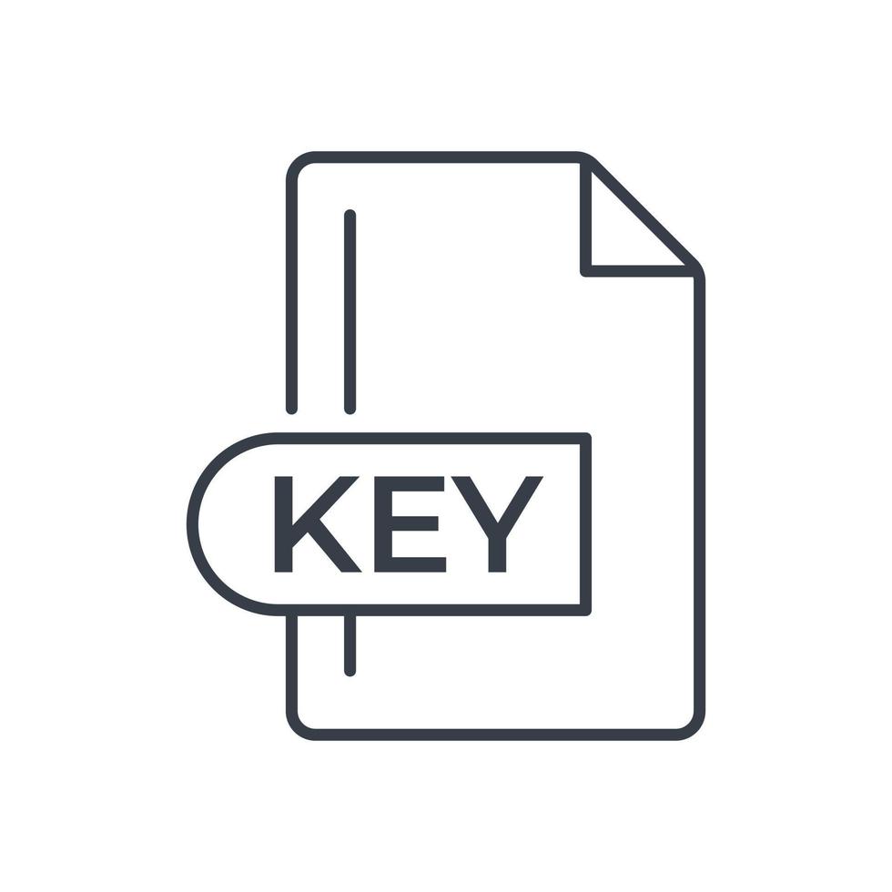 KEY File Format Icon. KEY extension line icon. vector