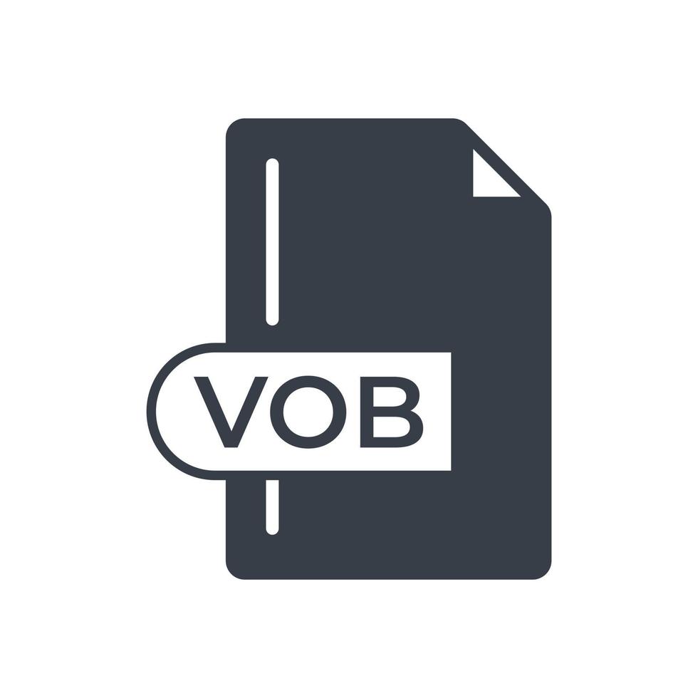 icono de formato de archivo vob. icono lleno de extensión vob. vector