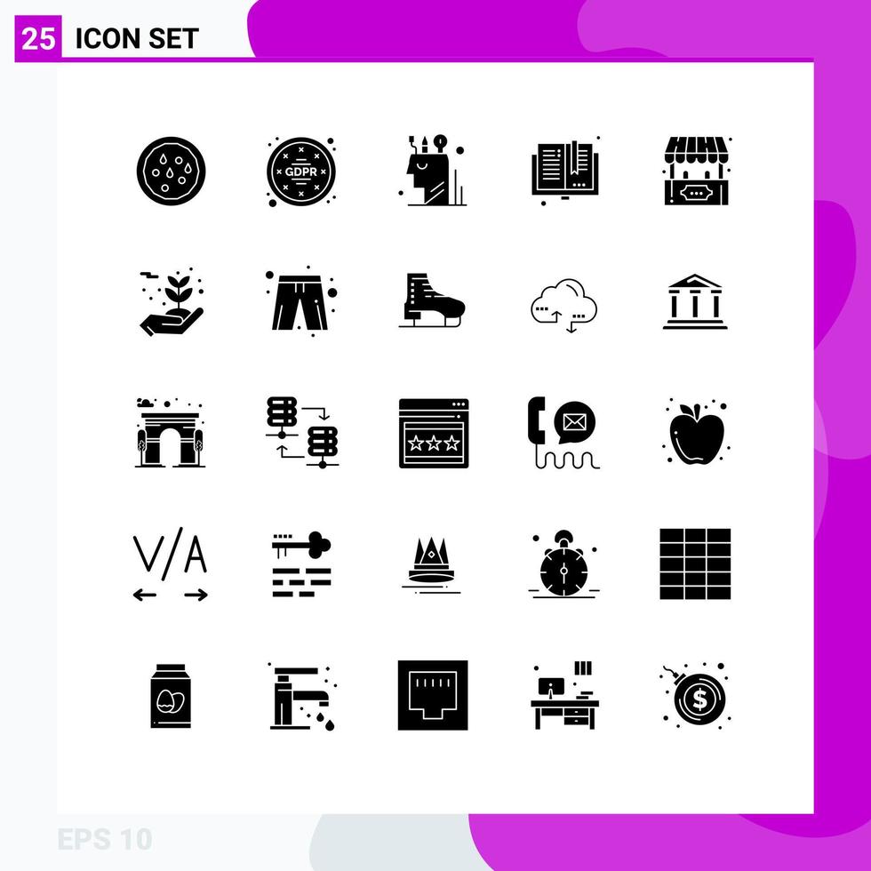 25 Solid Glyph concept for Websites Mobile and Apps ticket office library digital education back to school Editable Vector Design Elements