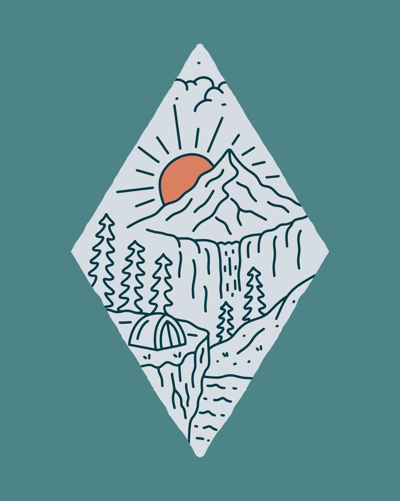 Camping nature adventure for badge sticker graphic illustration vector art t-shirt design