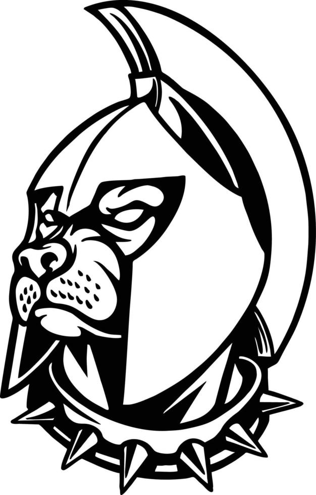 Spartan Bulldog Warrior Mascot monochrome vector