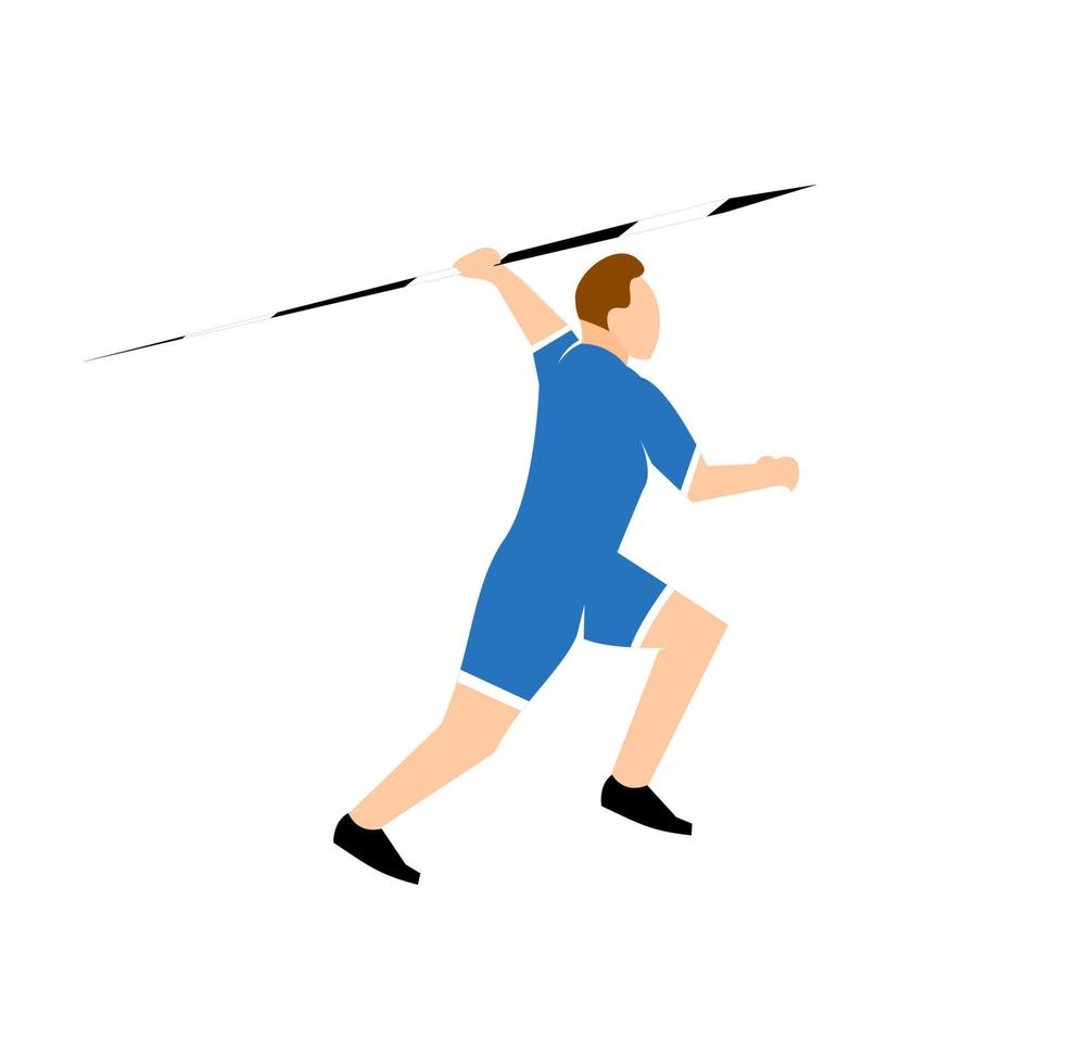 Javelin throwing athletes in action. Vector Graphic illustration