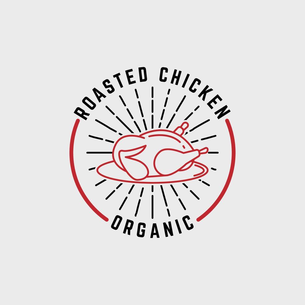 Inspiración en el diseño del logotipo de la carne de pollo asado de arte lineal, lo mejor para delinear el vector del logotipo de alimentos orgánicos