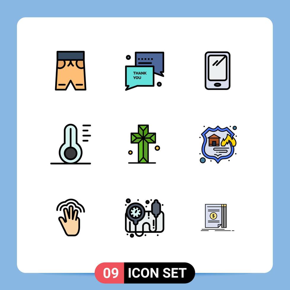 paquete de iconos vectoriales de stock de 9 signos y símbolos de línea para termómetro de catedral temperatura del teléfono elementos de diseño de vectores editables para iphone