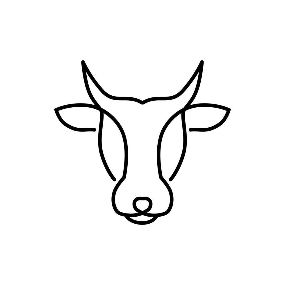 outline cow head vector logo