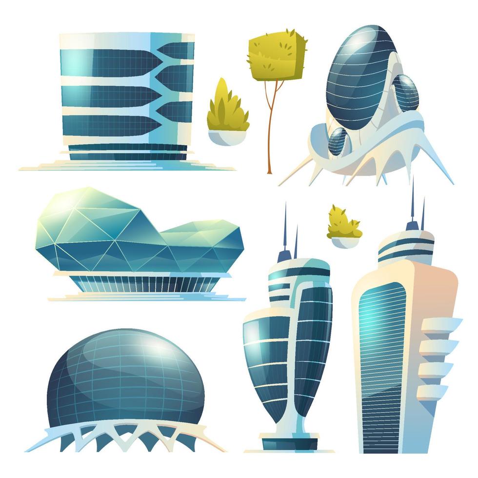 Future city futuristic buildings with glass facade vector