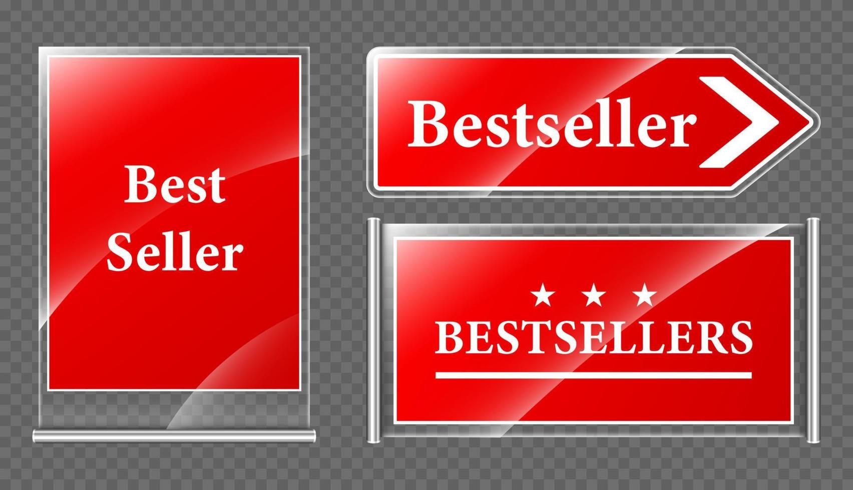Best seller offer signboards and pointer icons set vector
