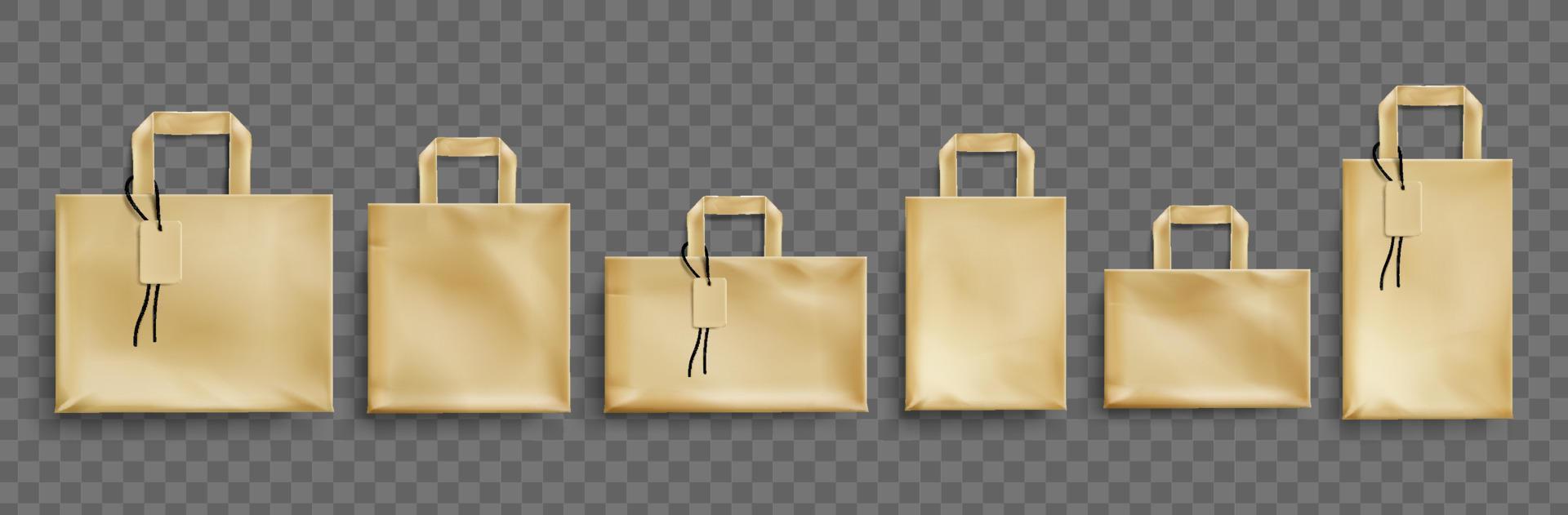 maqueta vectorial de bolsas ecológicas de papel artesanal vector