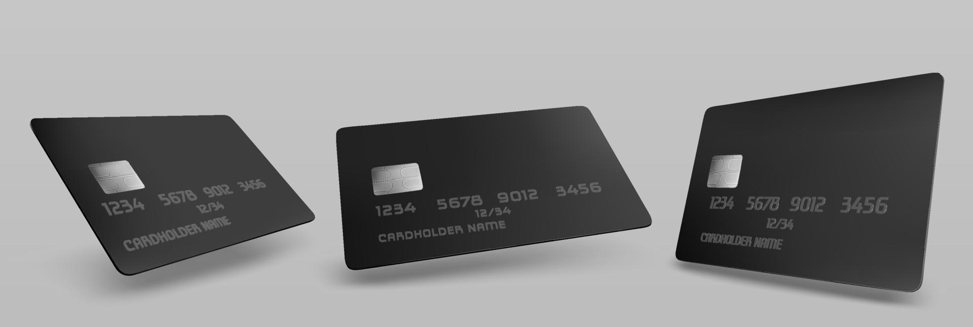 Credit card mockup, isolated template with chip vector