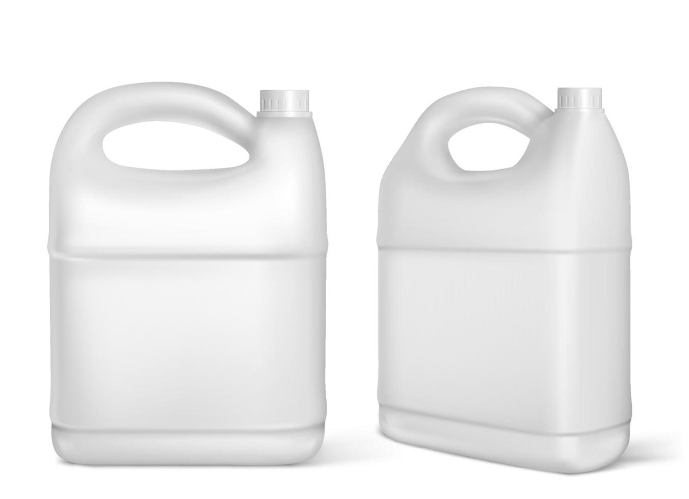 Plastic canisters, white jerrycan isolated bottles vector