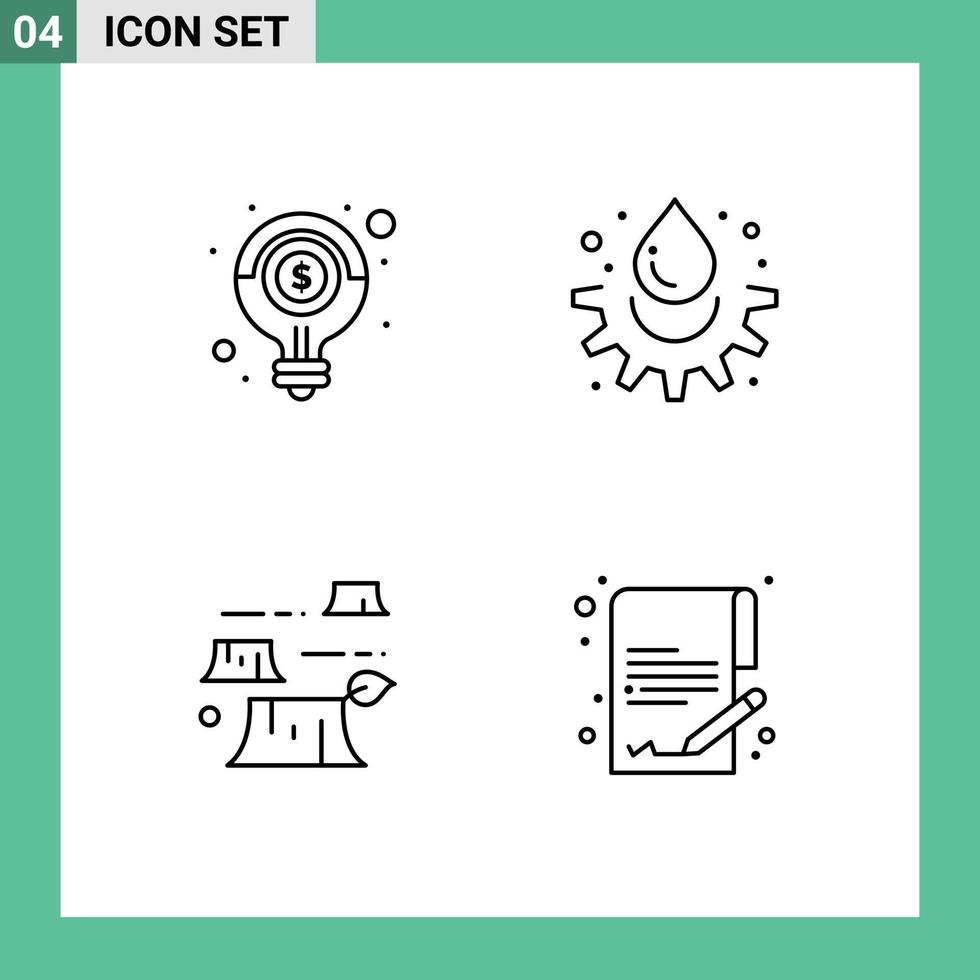 Set of 4 Modern UI Icons Symbols Signs for idea damage money water destruction Editable Vector Design Elements