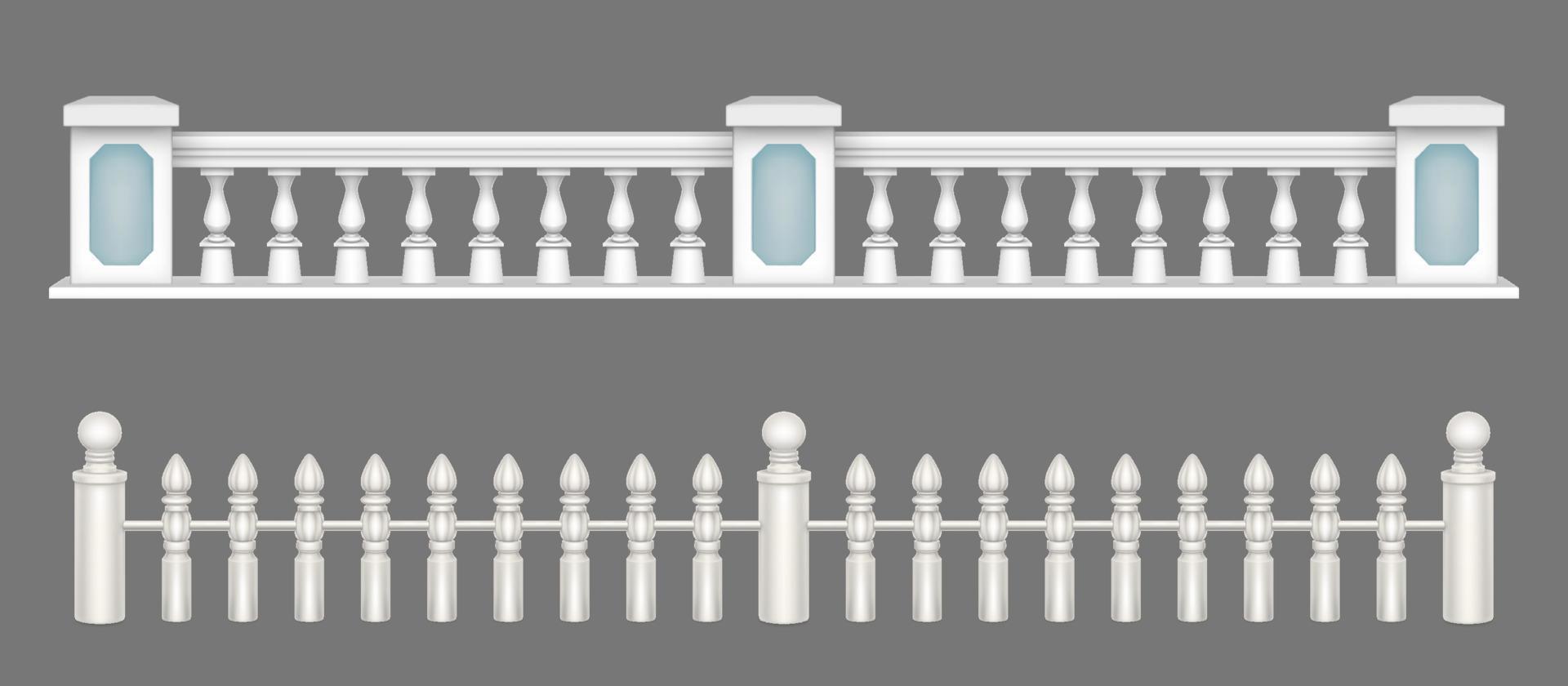 balaustrada de mármol blanco, barandilla de piedra para balcón vector