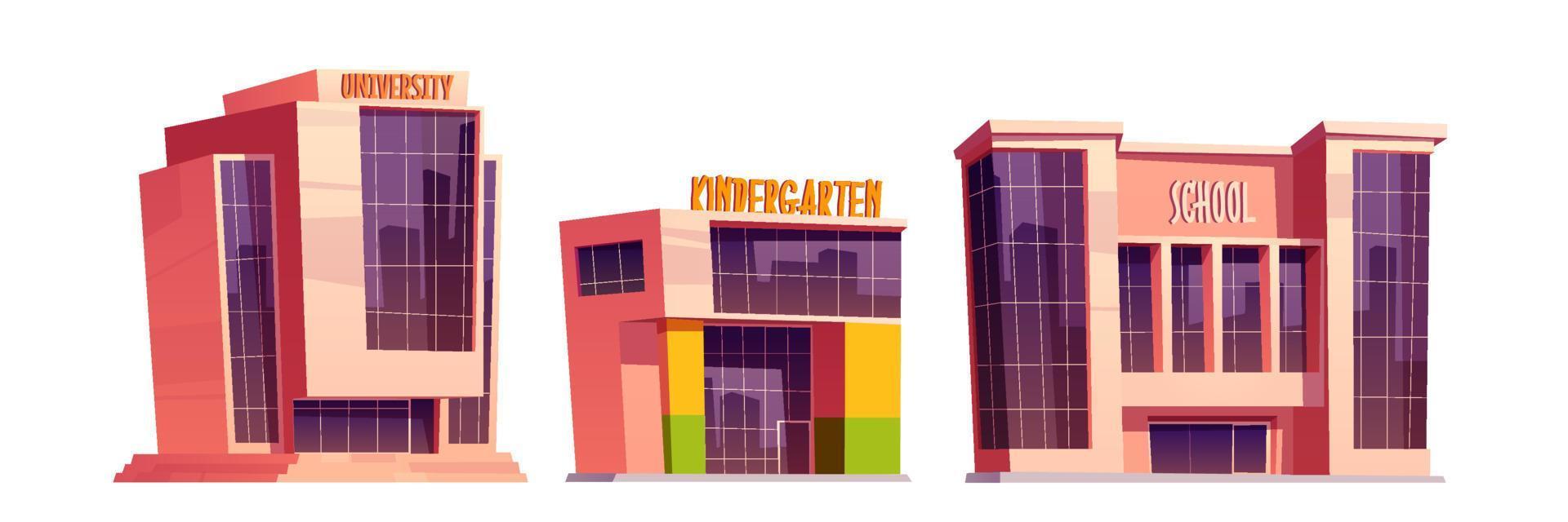 Buildings of school, kindergarten and university vector