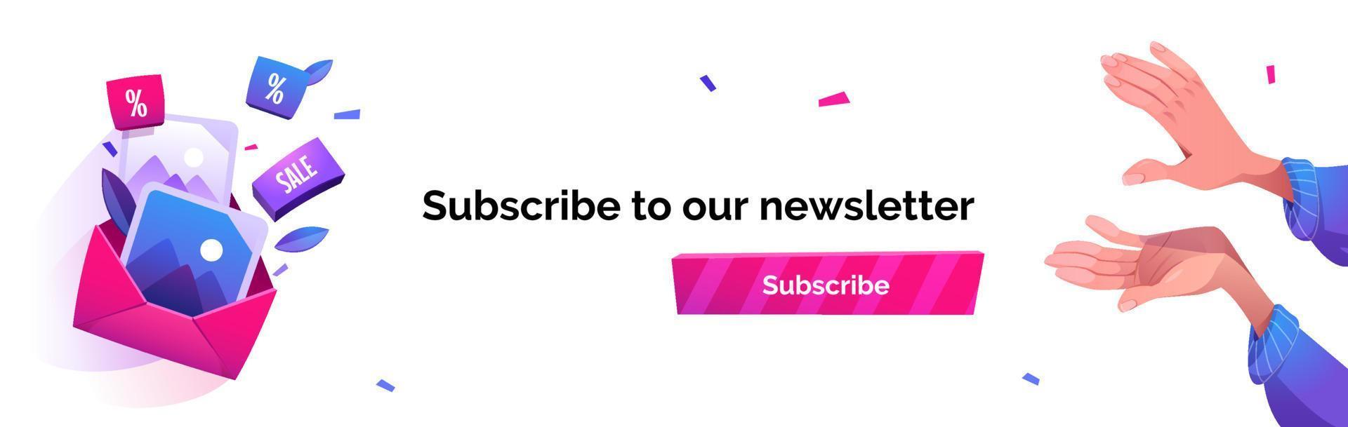 Subscribe to our newsletter cartoon banner, news vector