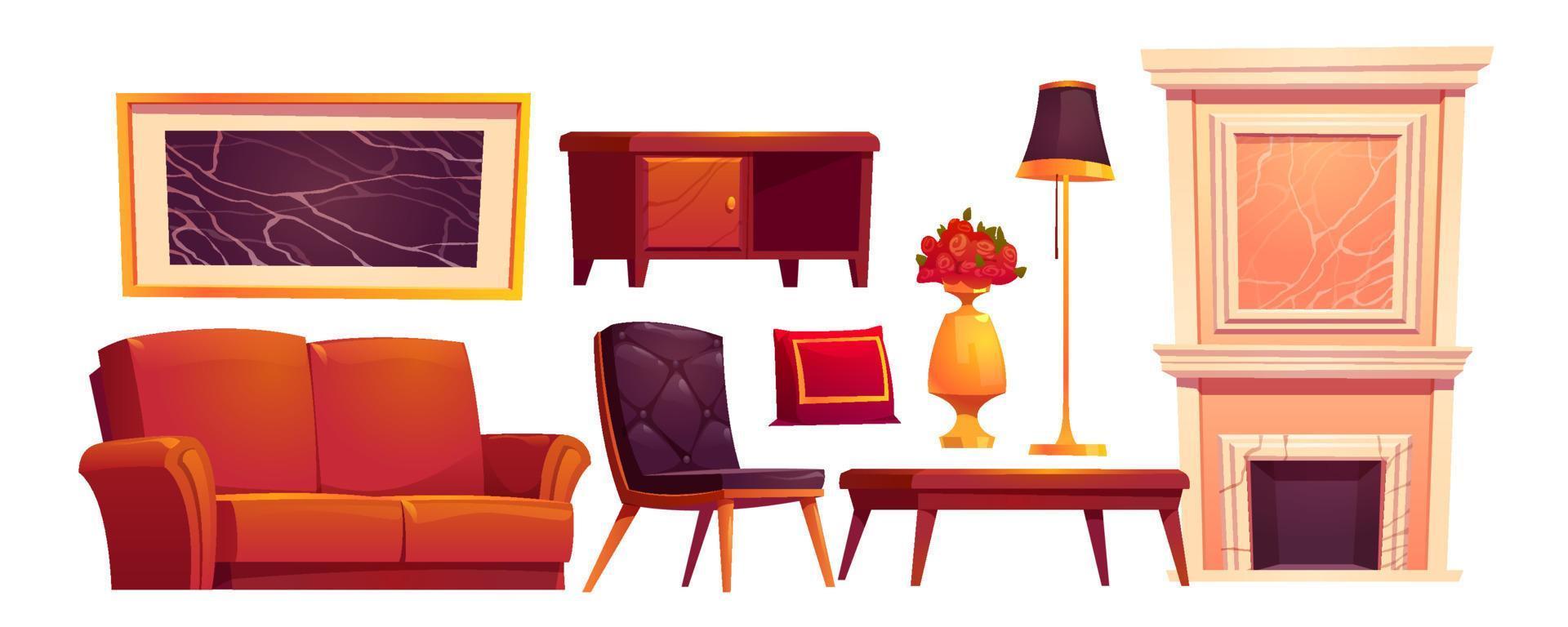 Luxury old living room stuff, classic furniture vector