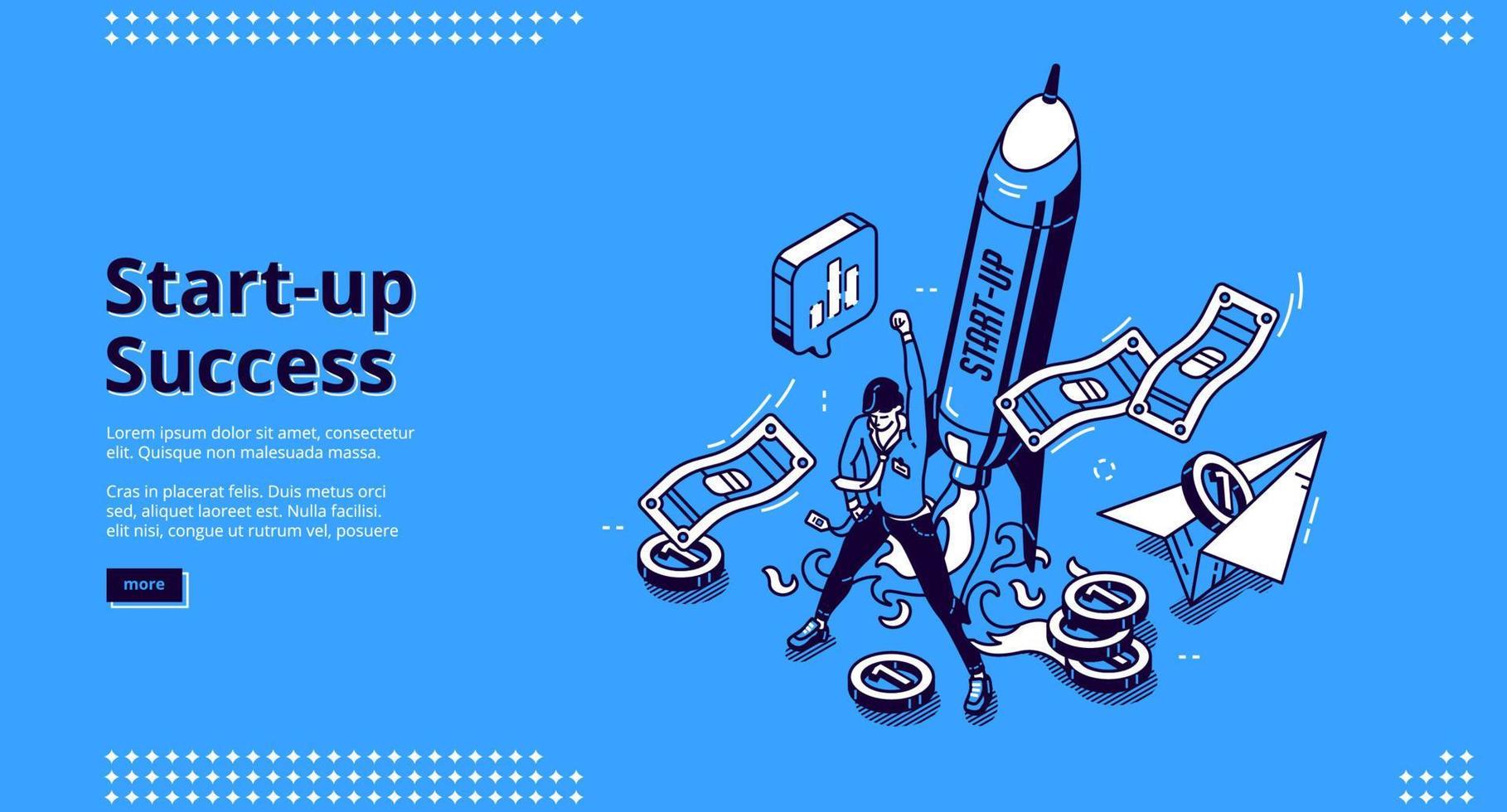 Vector landing page of startup success