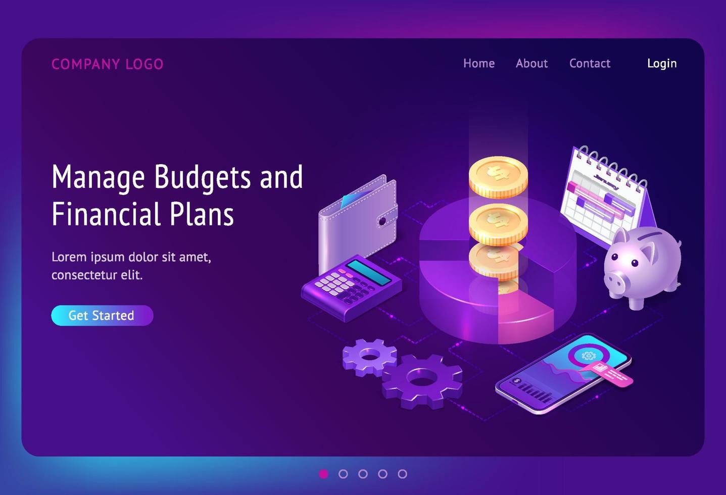 Manage budget and financial plans banner vector
