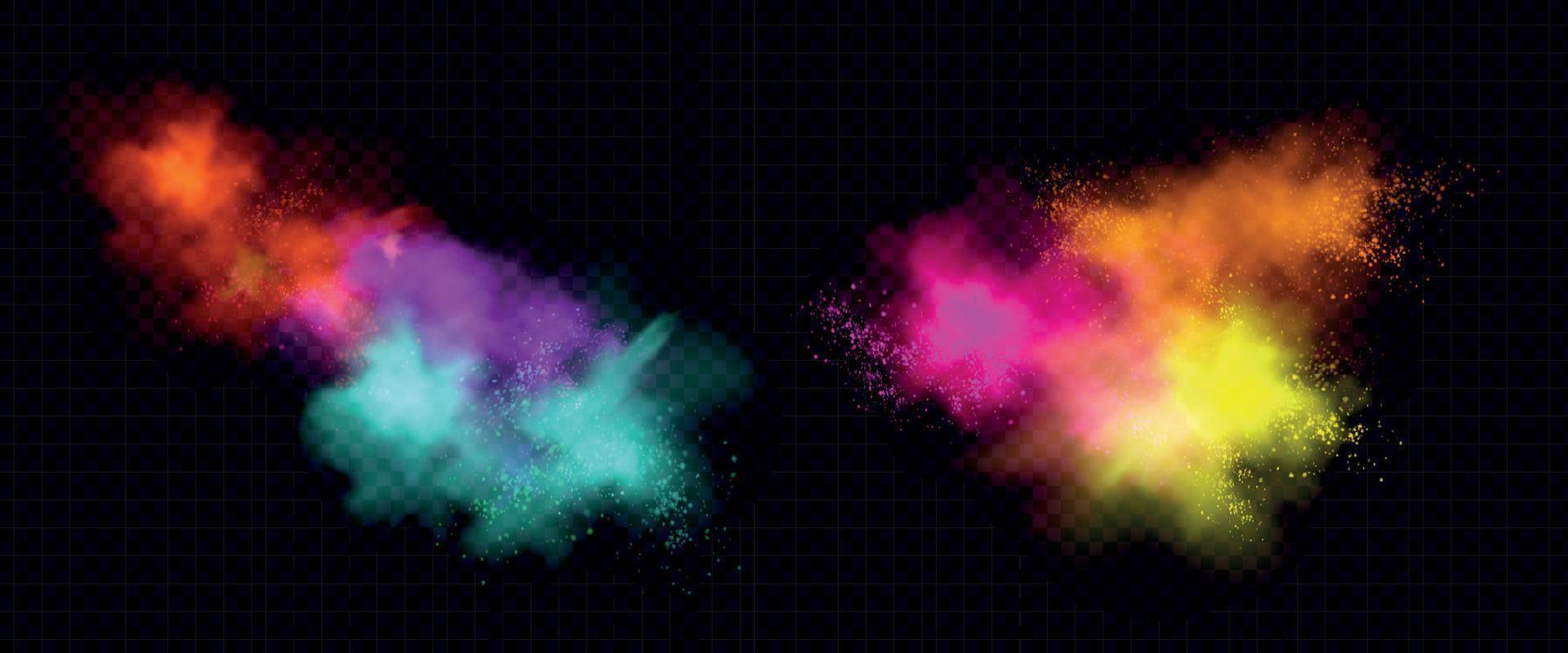Explosions of color powder or dust with particles vector