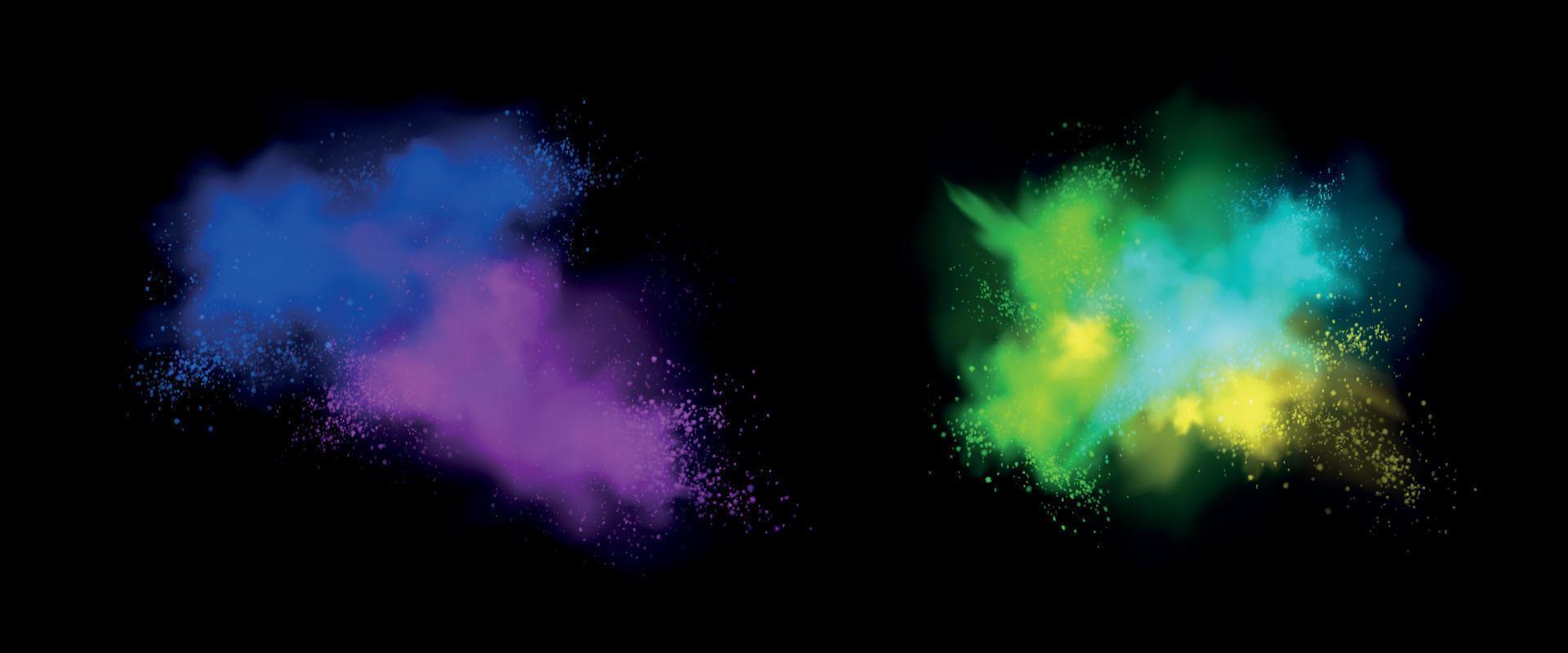 Color powder explosion, splash of paint dust vector