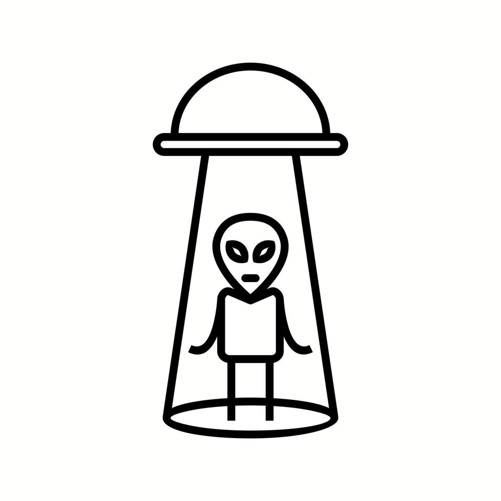 Unique Alien Abduction Vector Line Icon