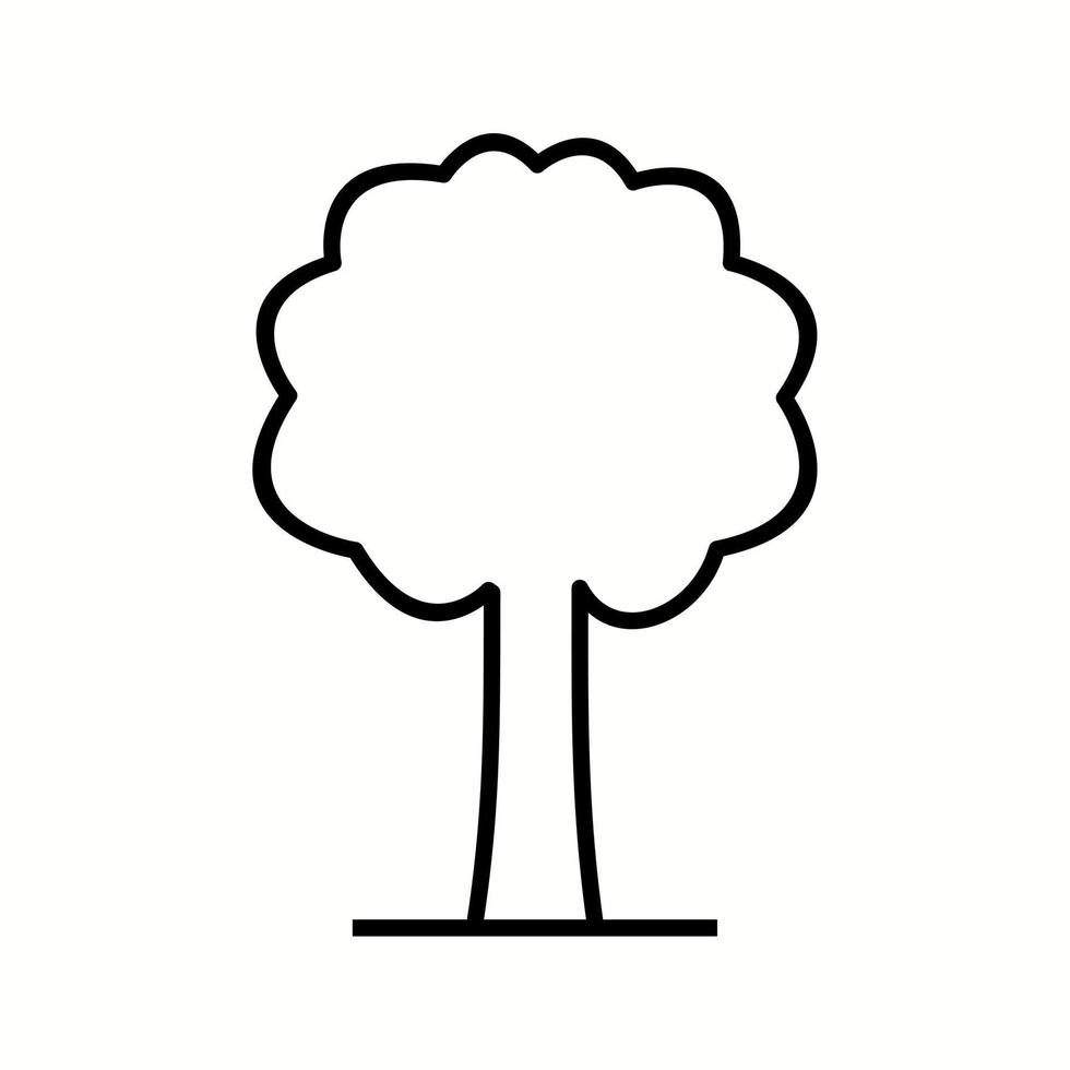 icono de línea de vector de árbol único