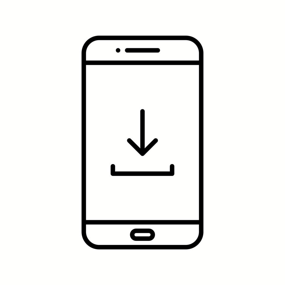 descarga única al icono de línea de vector de teléfono