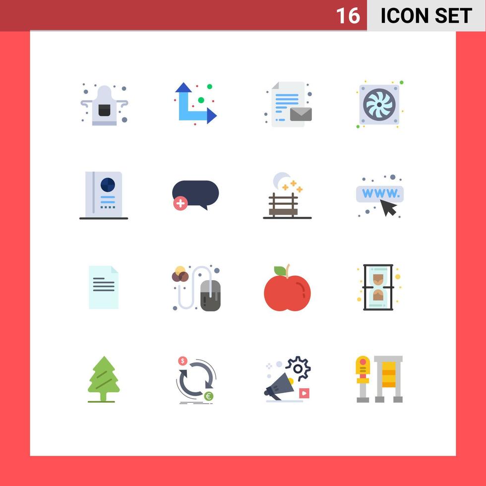 User Interface Pack of 16 Basic Flat Colors of comment vacation message travel hardware Editable Pack of Creative Vector Design Elements