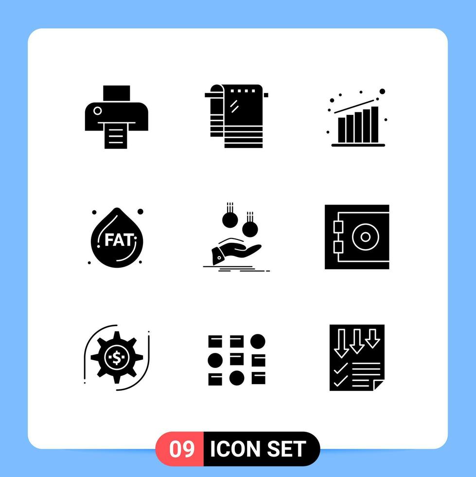 9 Creative Icons Modern Signs and Symbols of money currency growth hand diet Editable Vector Design Elements