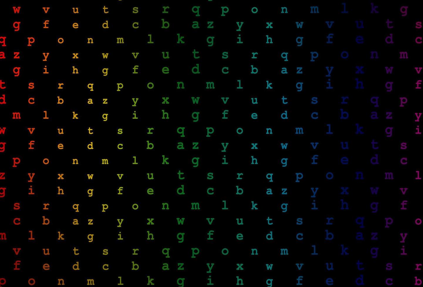 multicolor oscuro, plantilla de vector de arco iris con letras aisladas.