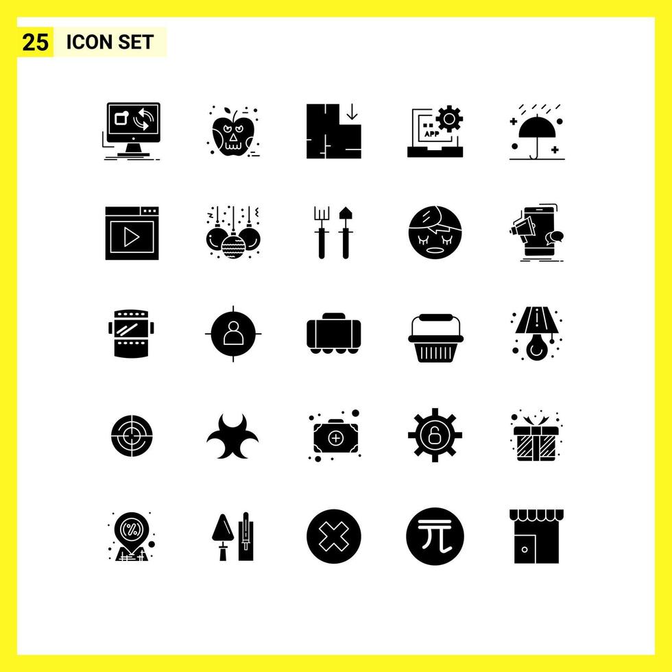 25 Thematic Vector Solid Glyphs and Editable Symbols of autumn development skull develop app Editable Vector Design Elements