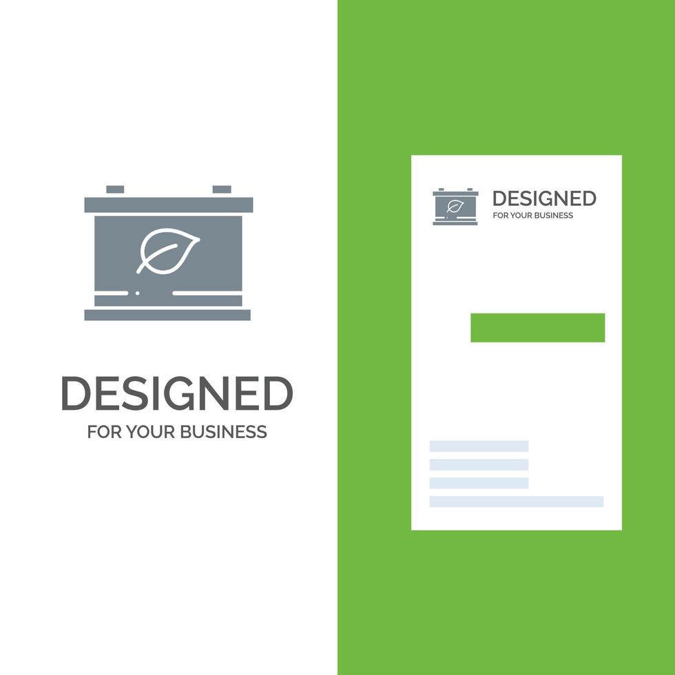 diseño de logotipo gris verde de ahorro de batería y plantilla de tarjeta de visita vector