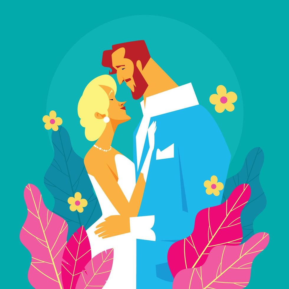 pareja romantica en matrimonio vector