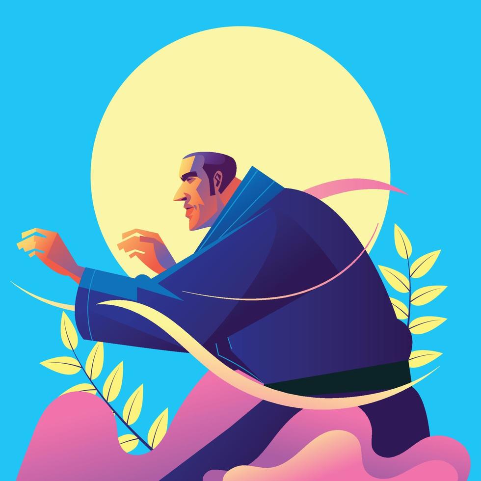 Senior Jiu Jitsu Fighter vector