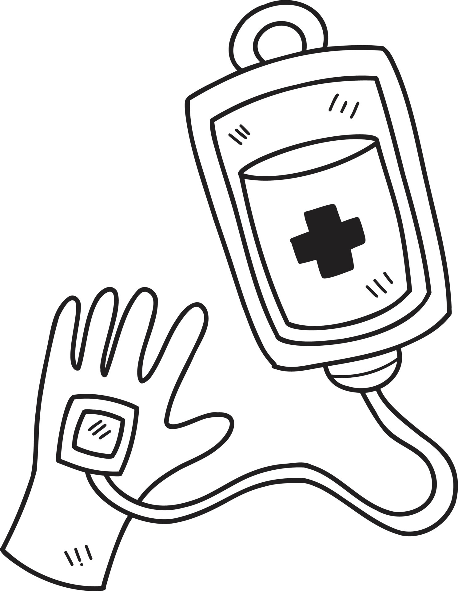 Hand Drawn Blood bag and blood donation illustration 15429793 Vector