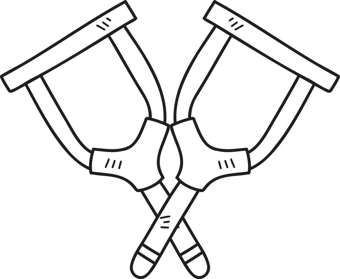 ilustración de muletas dibujadas a mano vector