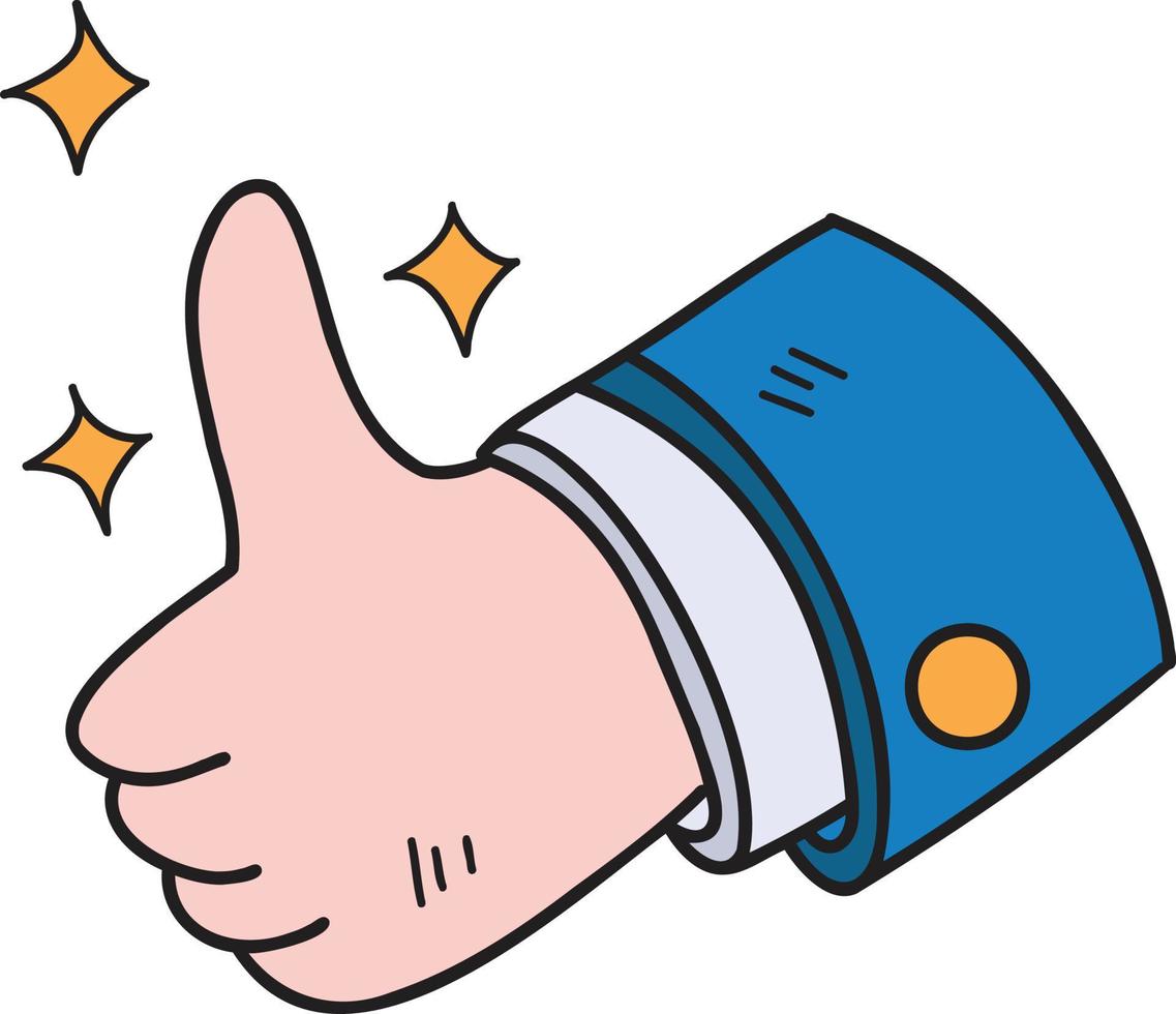 Hand Drawn thumbs up and good review illustration vector