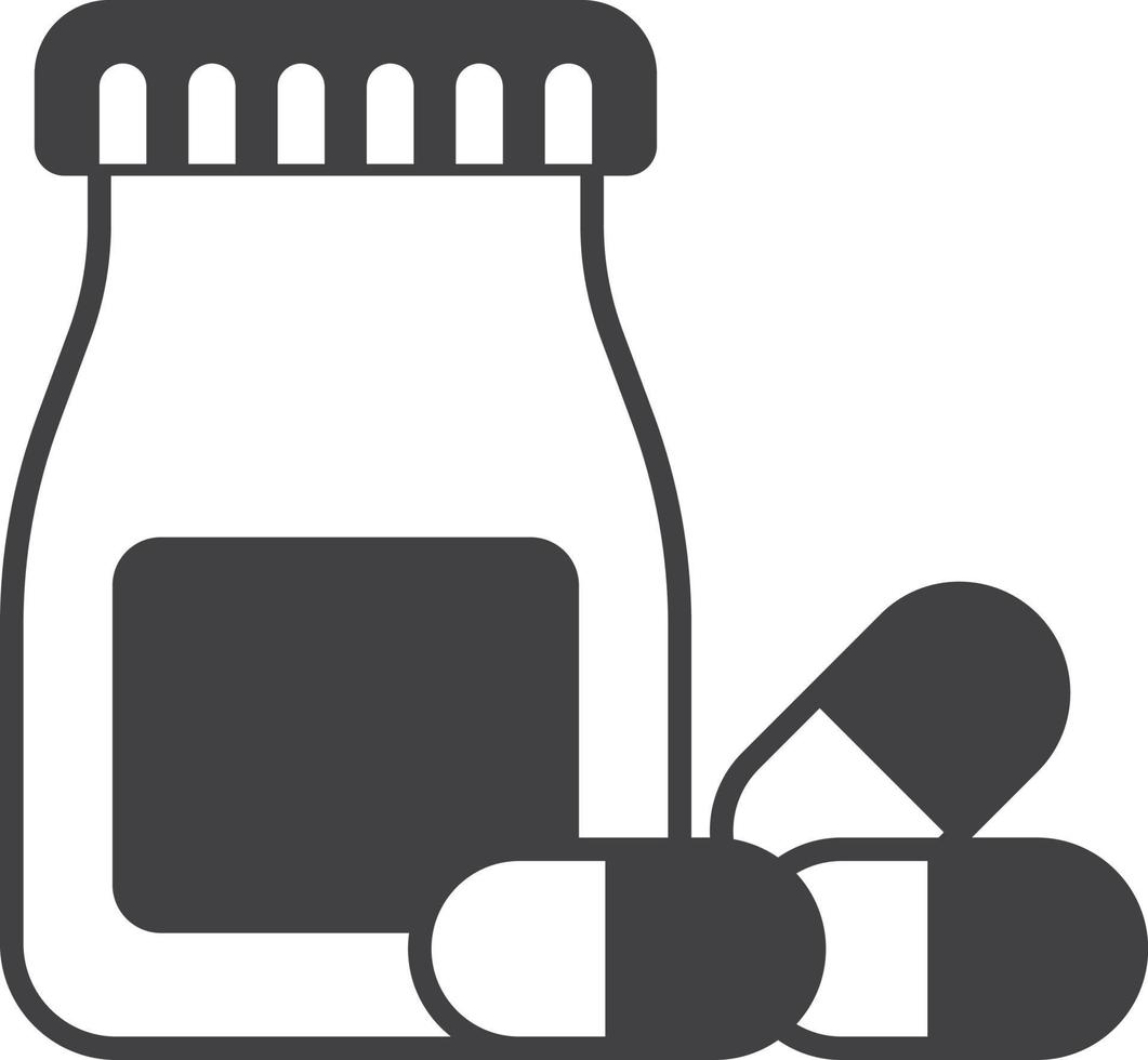 capsule pill bottle illustration in minimal style vector
