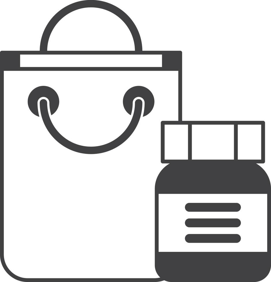 Pill bottles and bags illustration in minimal style vector