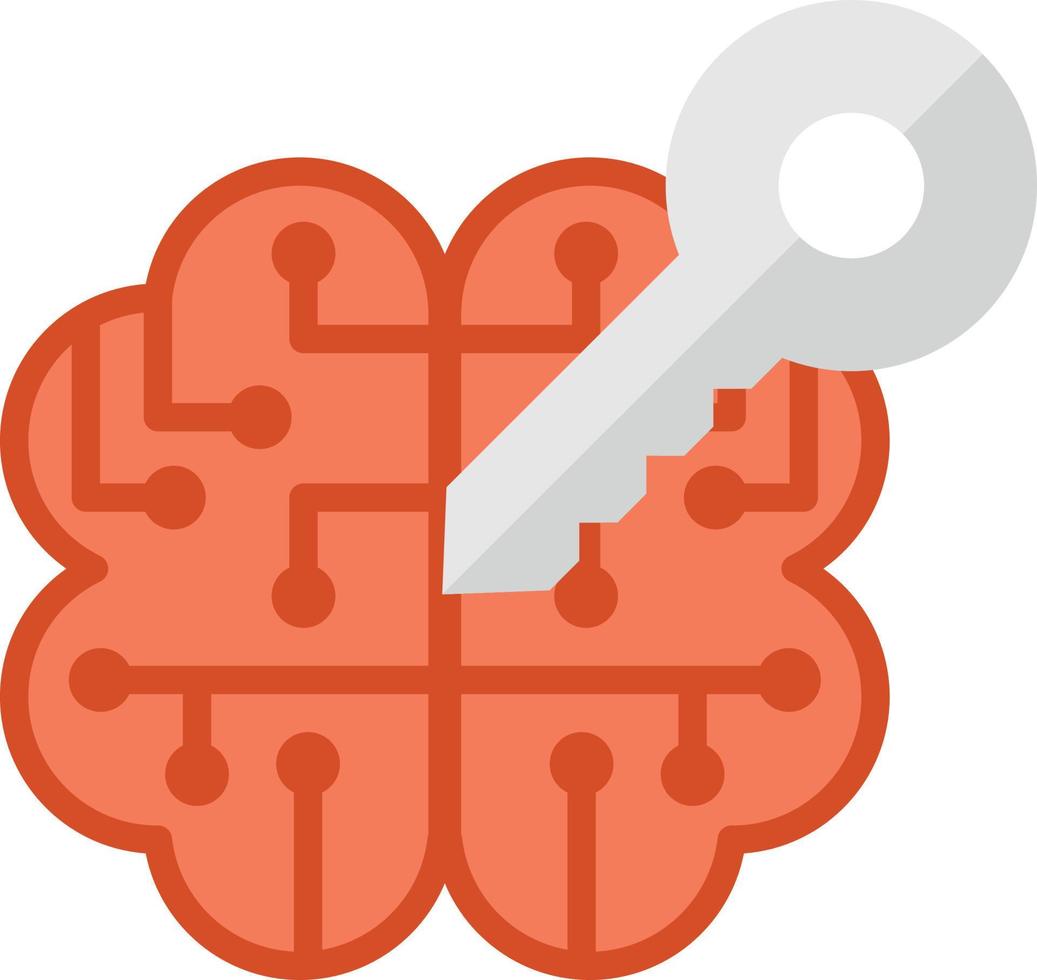 brain and key illustration in minimal style vector
