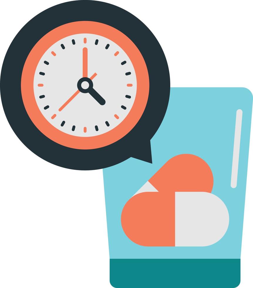pills and clock illustration in minimal style vector
