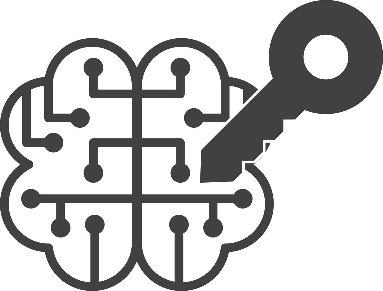brain and key illustration in minimal style vector