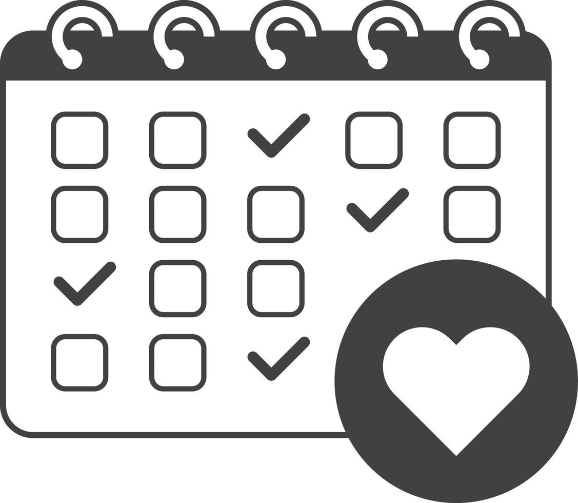 calendar and heart illustration in minimal style vector