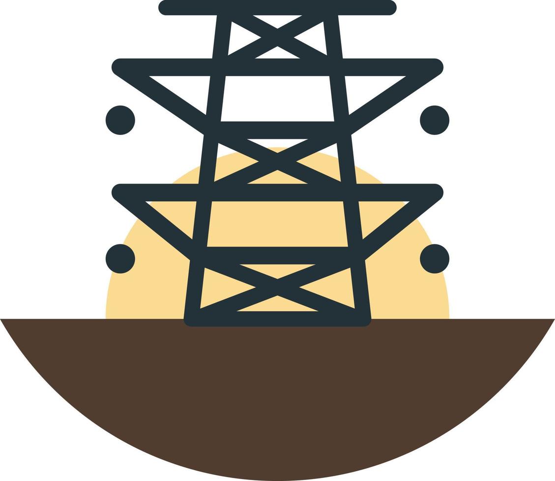 high voltage pole and sun illustration in minimal style vector