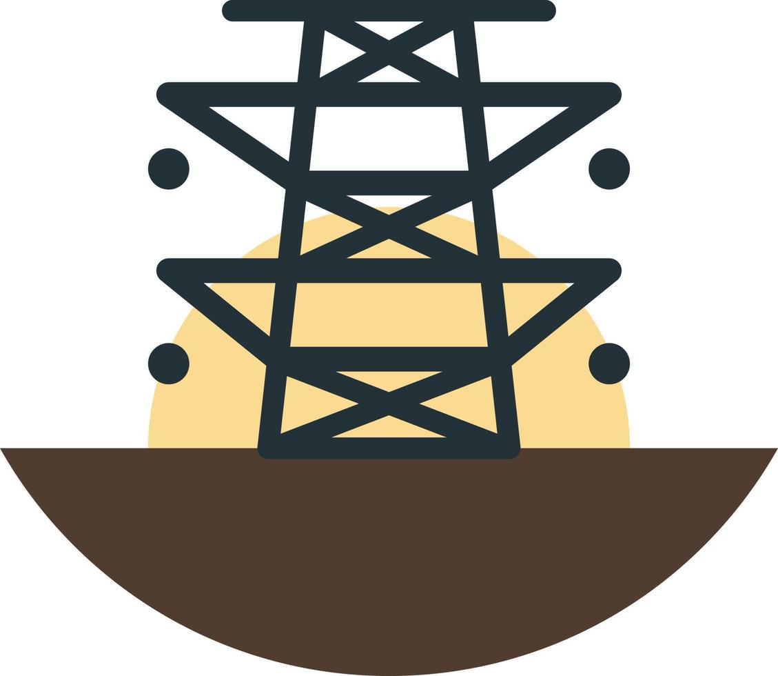 high voltage pole and sun illustration in minimal style vector