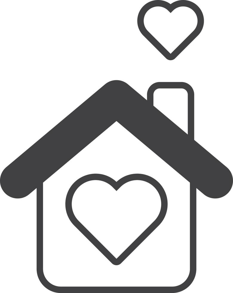 cute house and heart illustration in minimal style vector