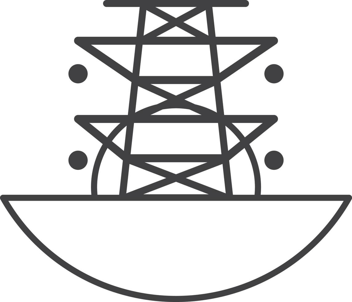 high voltage pole and sun illustration in minimal style vector