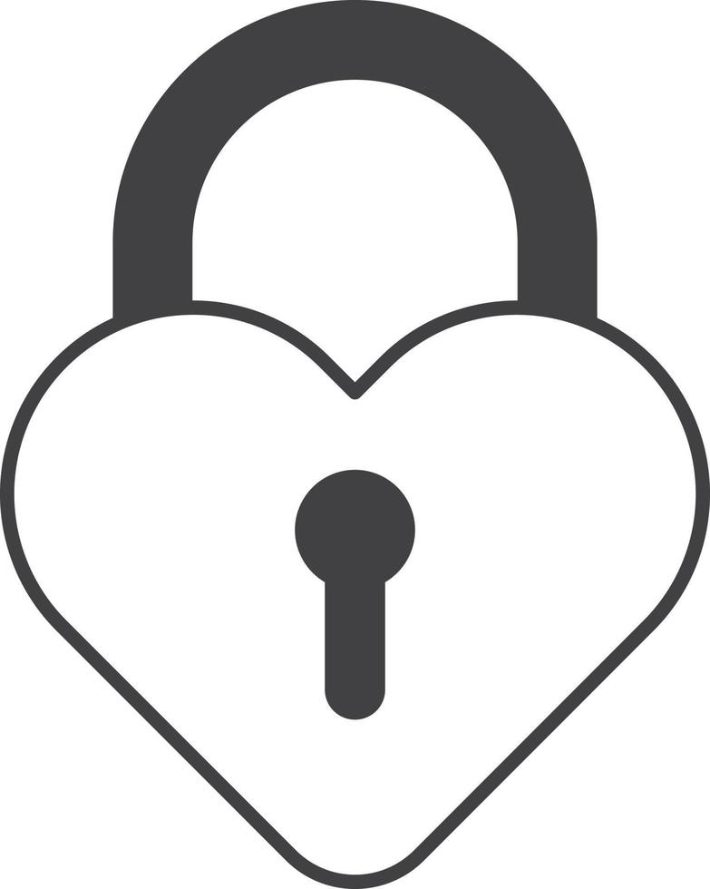 heart shaped lock illustration in minimal style vector