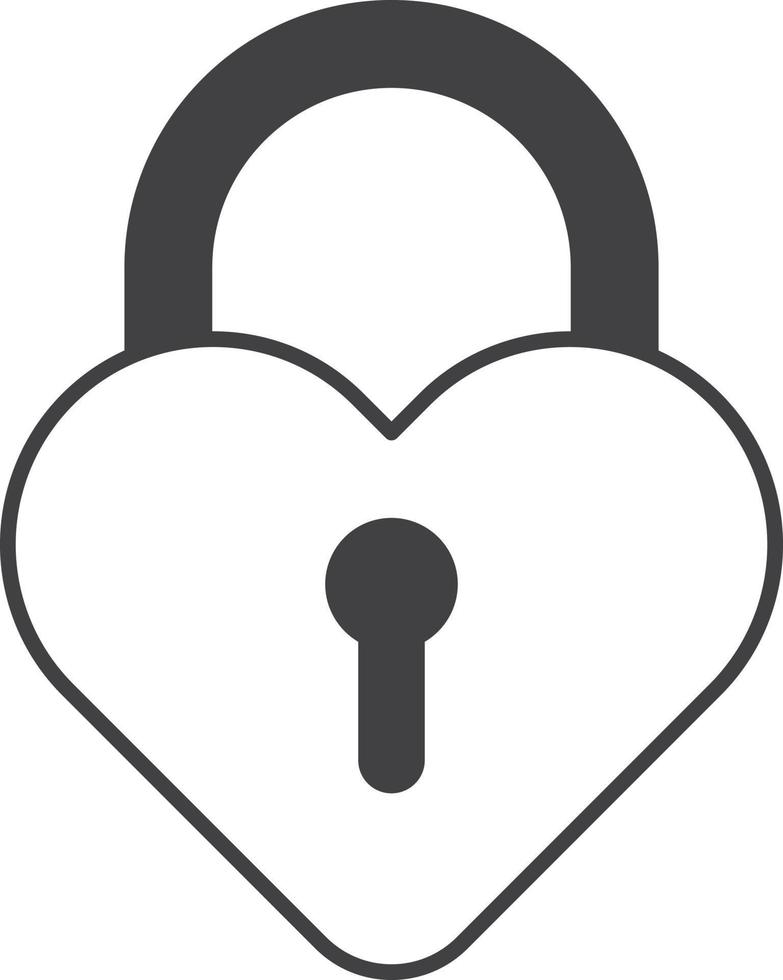 heart shaped lock illustration in minimal style vector