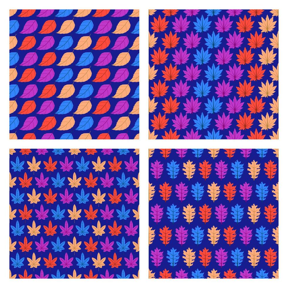 Conjunto de fondo de patrones sin fisuras de hojas de otoño vector