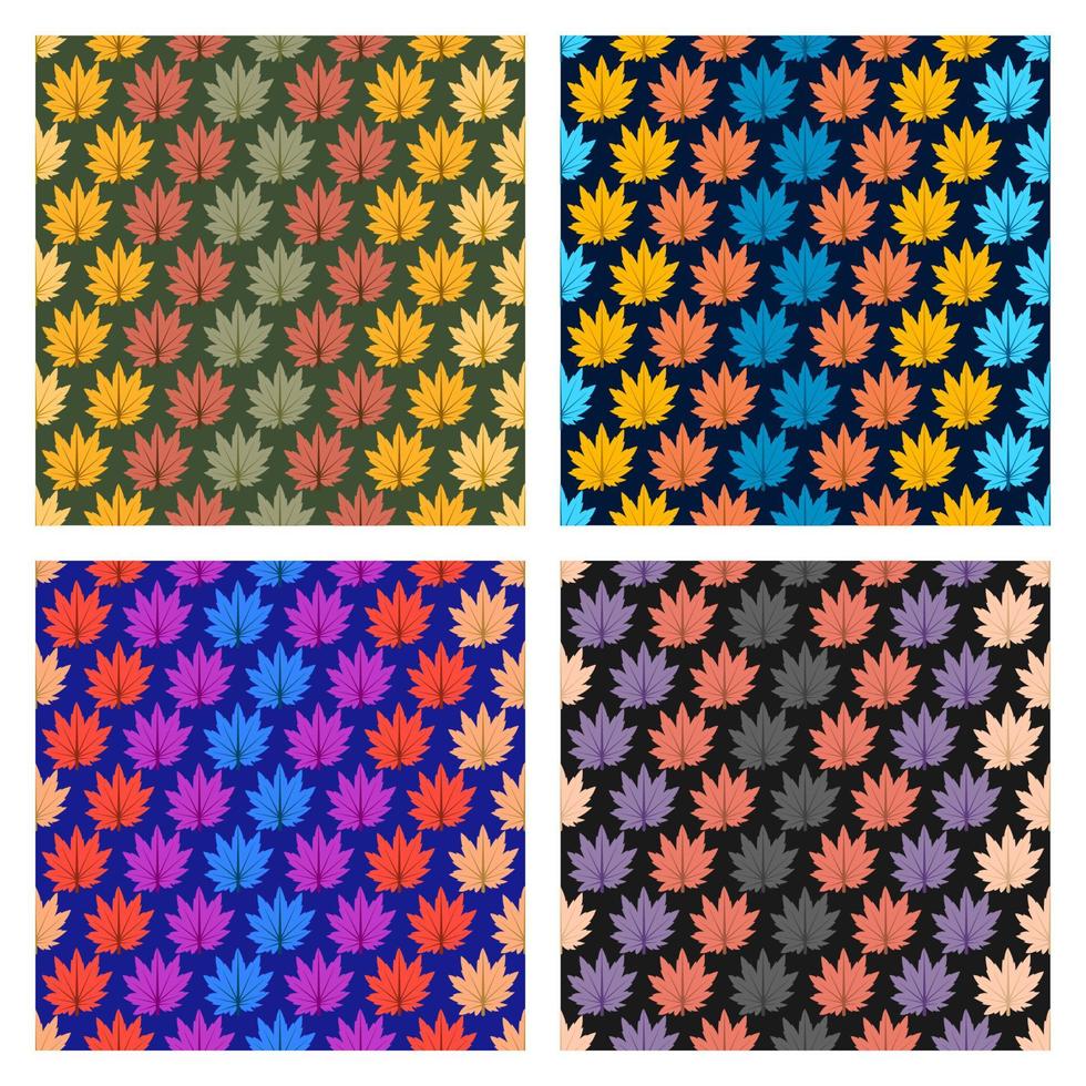 Autumn leaves seamless pattern background set vector